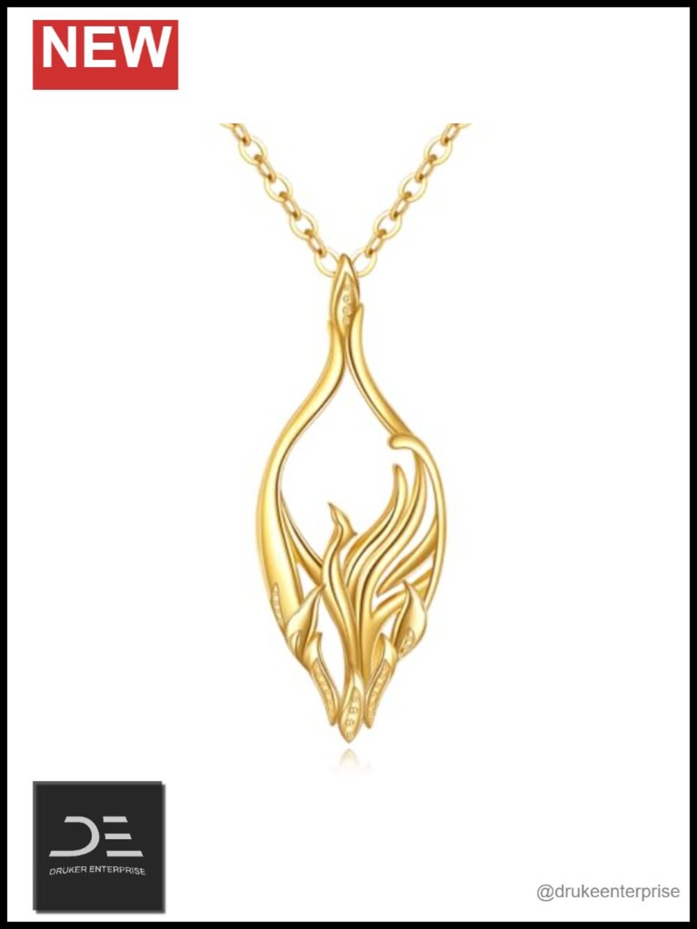 14K Gold Phoenix Pendant Necklace for Women Rising Fire Bird Fine Jewelry